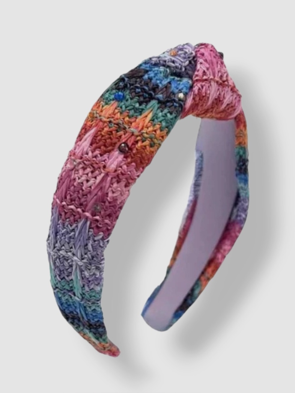 BARI LYNN Girls Raffia Colorful Headband with Rhinestones